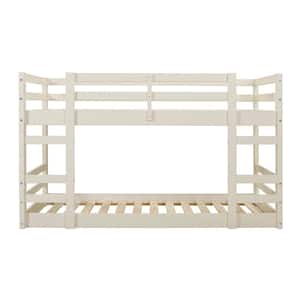 Low Solid Wood Twin Over Twin Bunk Bed - White