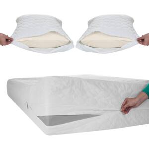 Cotton Padded And Quilted Full Mattress And Pillow Protector