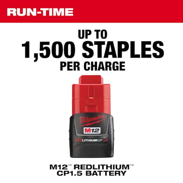 Milwaukee M12 12V Lithium-Ion Cordless 3/8 in. Crown Stapler with 4.0 Ah M12 Battery