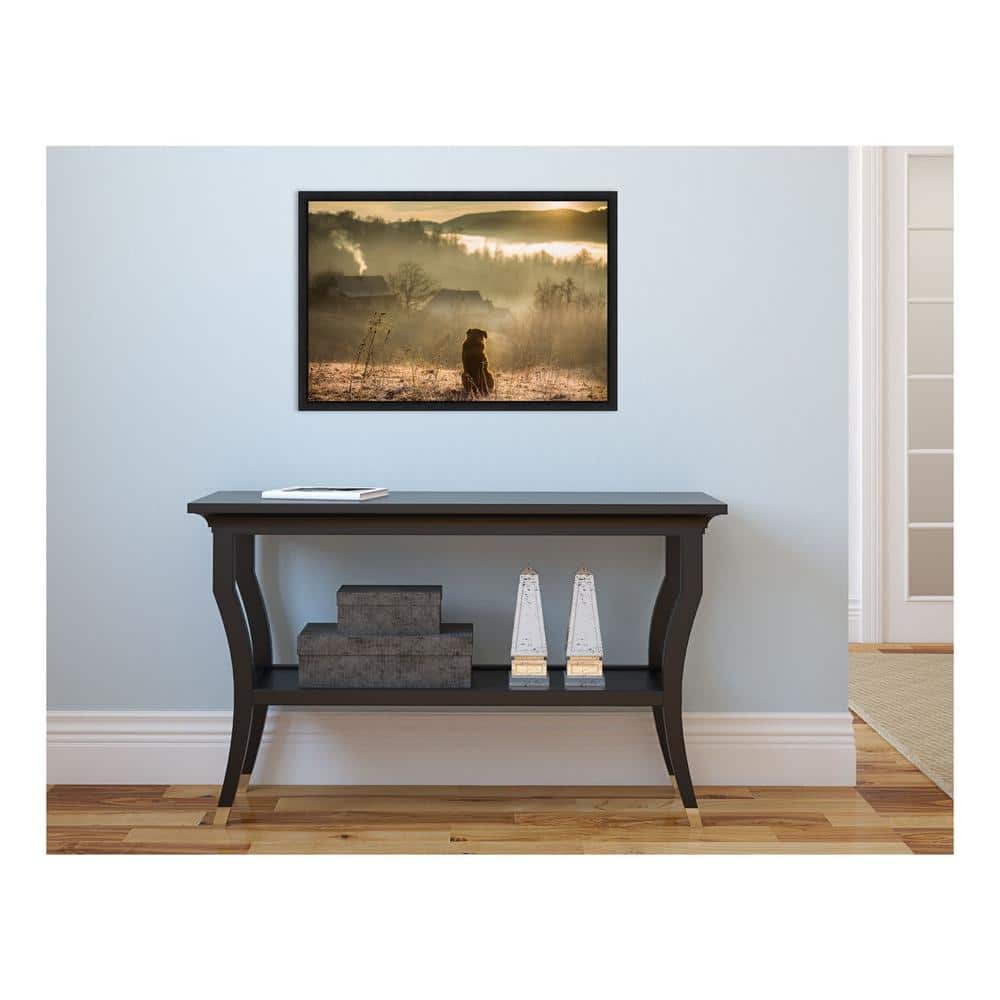 Tranquil Country Scene Dog Framed Canvas Art Print