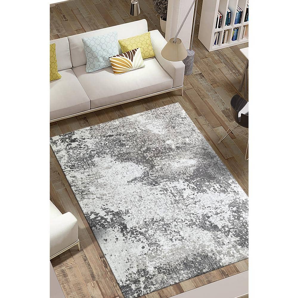 Ivory Beige Hand-Knotted Wool Area Rug, 7' x 9'