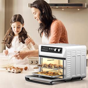 21 qt. Silver Convection Air Fryer Toaster Oven 8-in-1 w/5 Accessories and Recipe