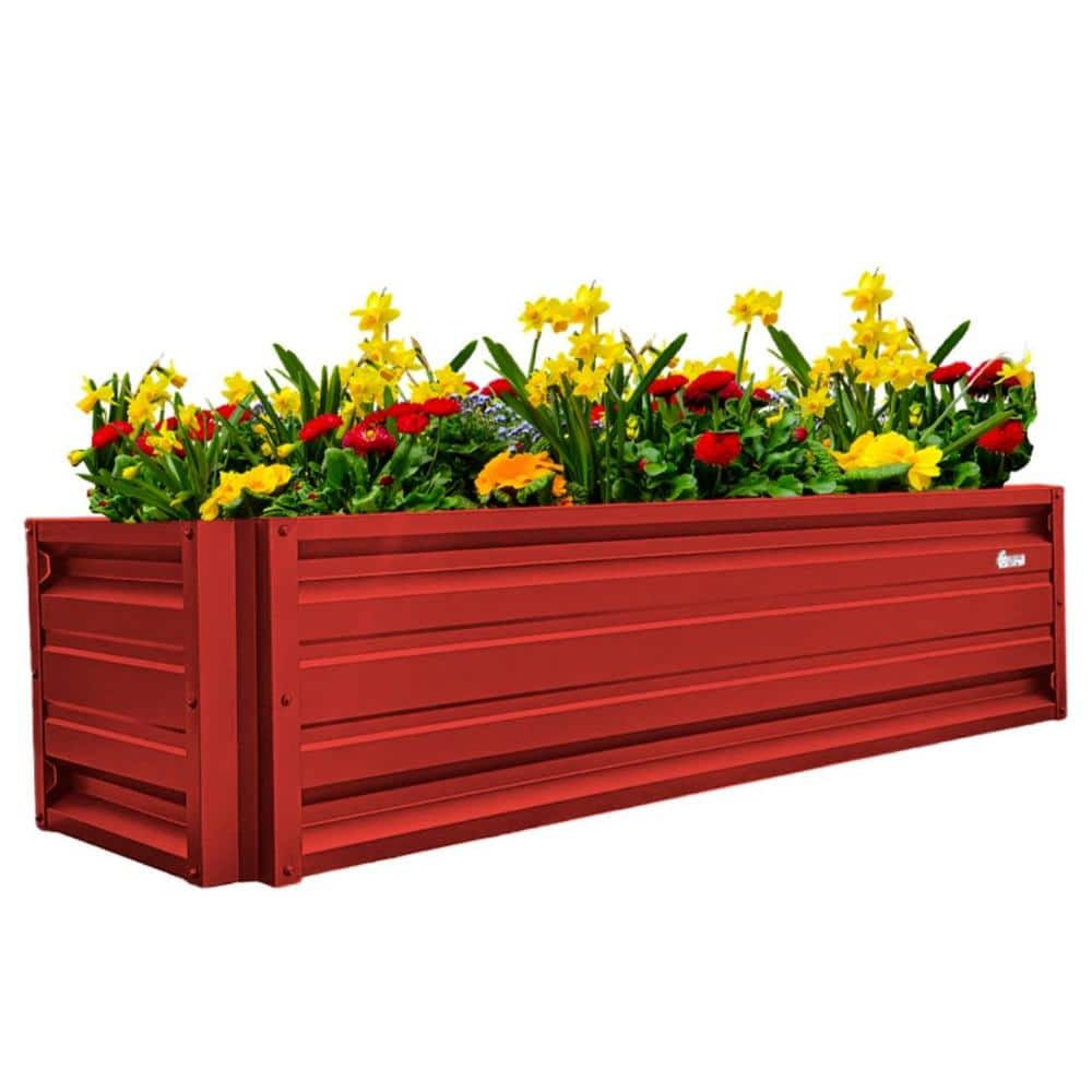 ALL METAL WORKS 24 Inch By 72 Inch Rectangle Bright Red Metal Planter   Bright Red All Metal Works Raised Planter Boxes Pttm2x6x18 Brightred 64 1000 