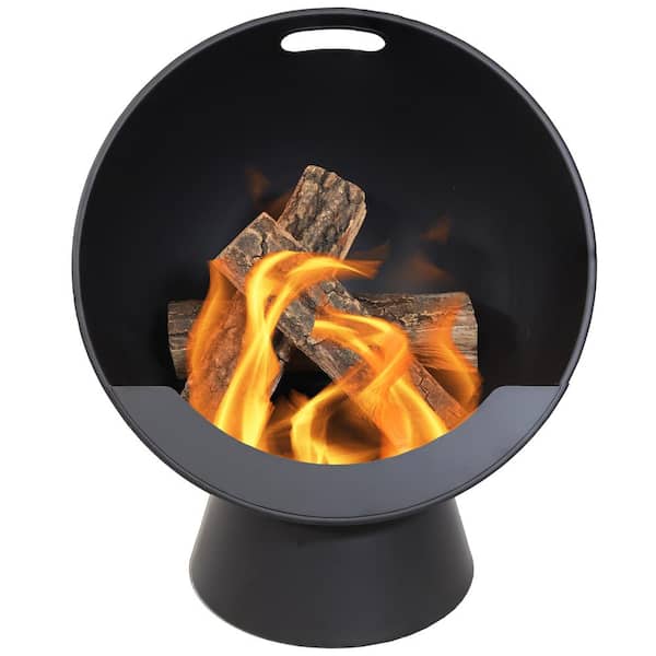 Sunnydaze Sunnydaze 24 in. Diameter x 30 in. H Outdoor Powder-Coated Steel Blazing Sphere Wood Burning Black Fire Pit