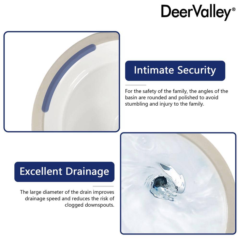 16" White Ceramic Round Undermount Bathroom Sink with Overflow
