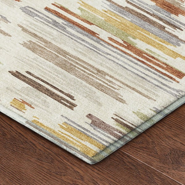Mayfield Premium Machine Washable Abstract AMF2502 Ivory 9 ft. x 12 ft. Area Rug