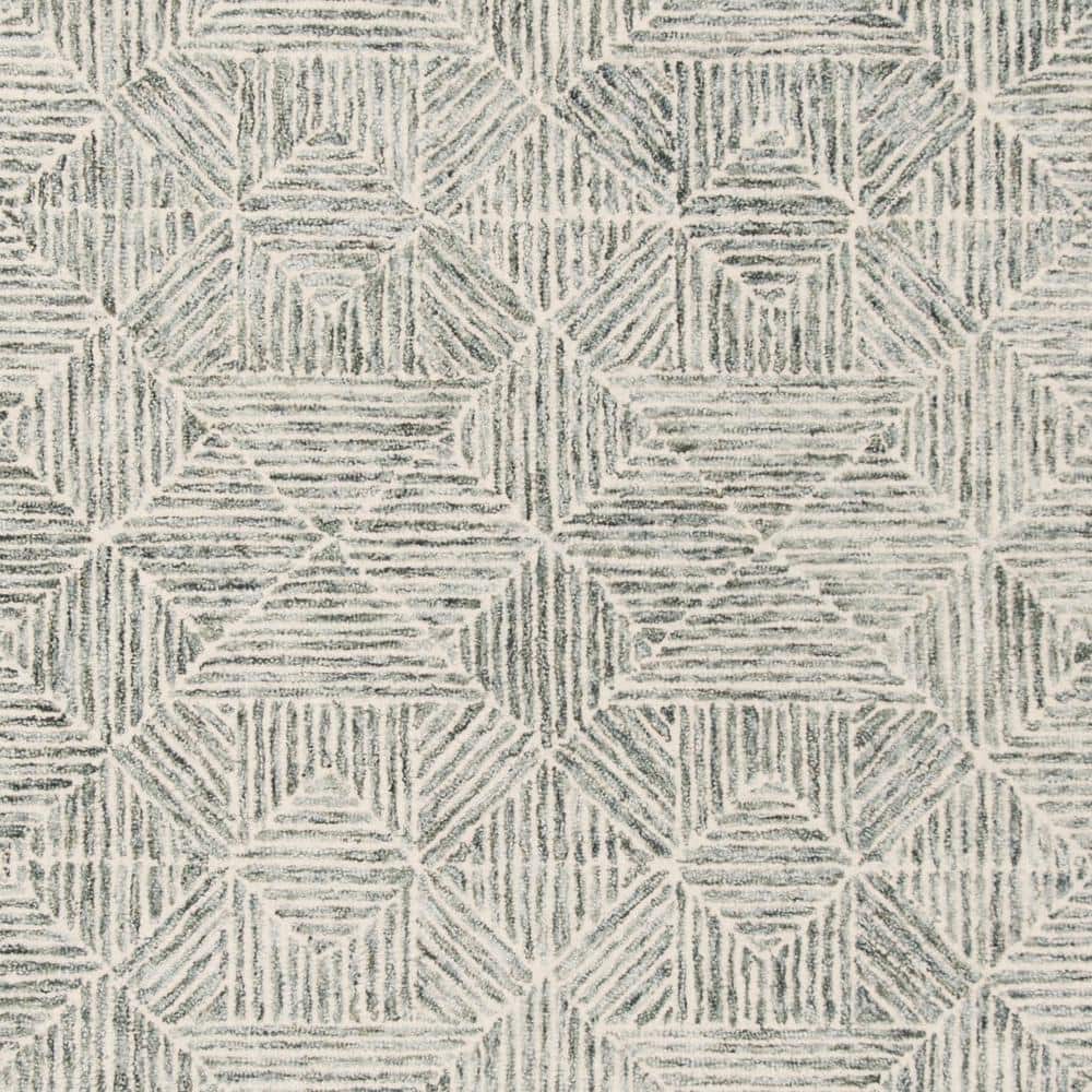 Handmade Light Green Wool and Viscose Geometric Area Rug