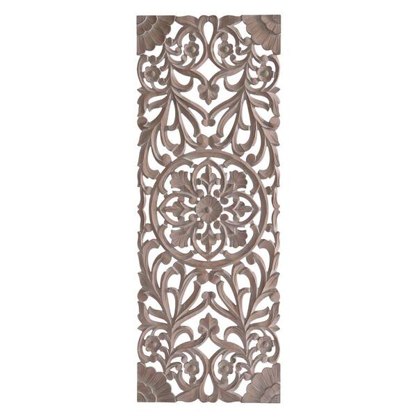 MH LONDON Malito 18 in. x 48 in. Brown Wash Medallion Wooden Wall Art/Sculptures