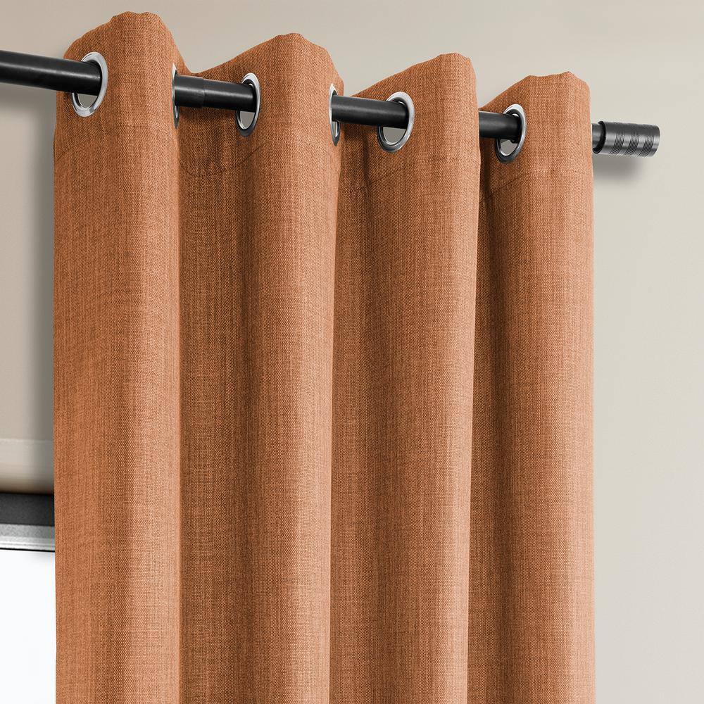 Desert Orange Faux Linen Blackout Grommet Window Panel - 50" x 96"