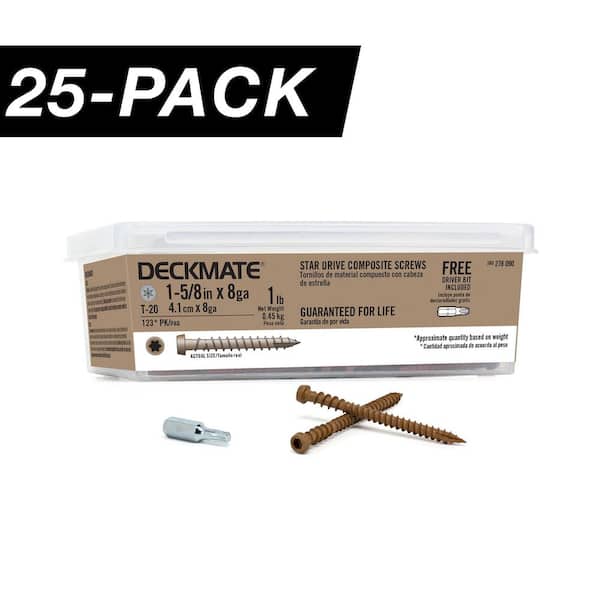 25-Pack #8 x 1-5/8 in. Brown Star Drive Pan-Head Composite Deck Screws (25 lb. / 3,675-Piece)