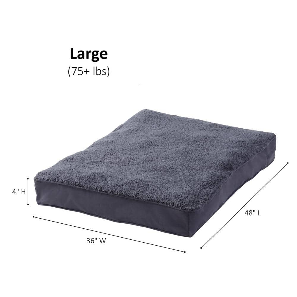Large Blue Steel Orthopedic Dog Bed with Sherpa Panel