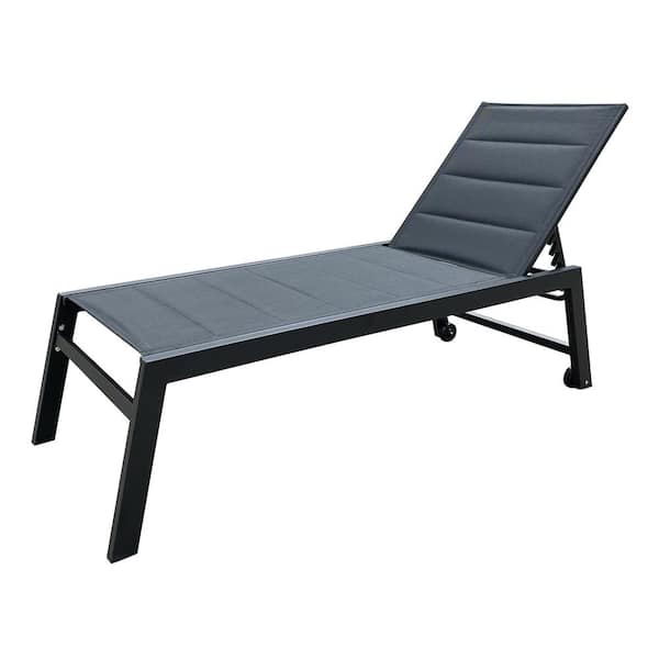 Maincraft Black Metal Chaise Lounge Chairs with Black Fabric ...