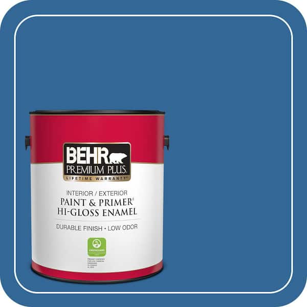 BEHR PREMIUM PLUS 1 gal. #580B-7 American Anthem Hi-Gloss Enamel Interior/Exterior Paint & Primer