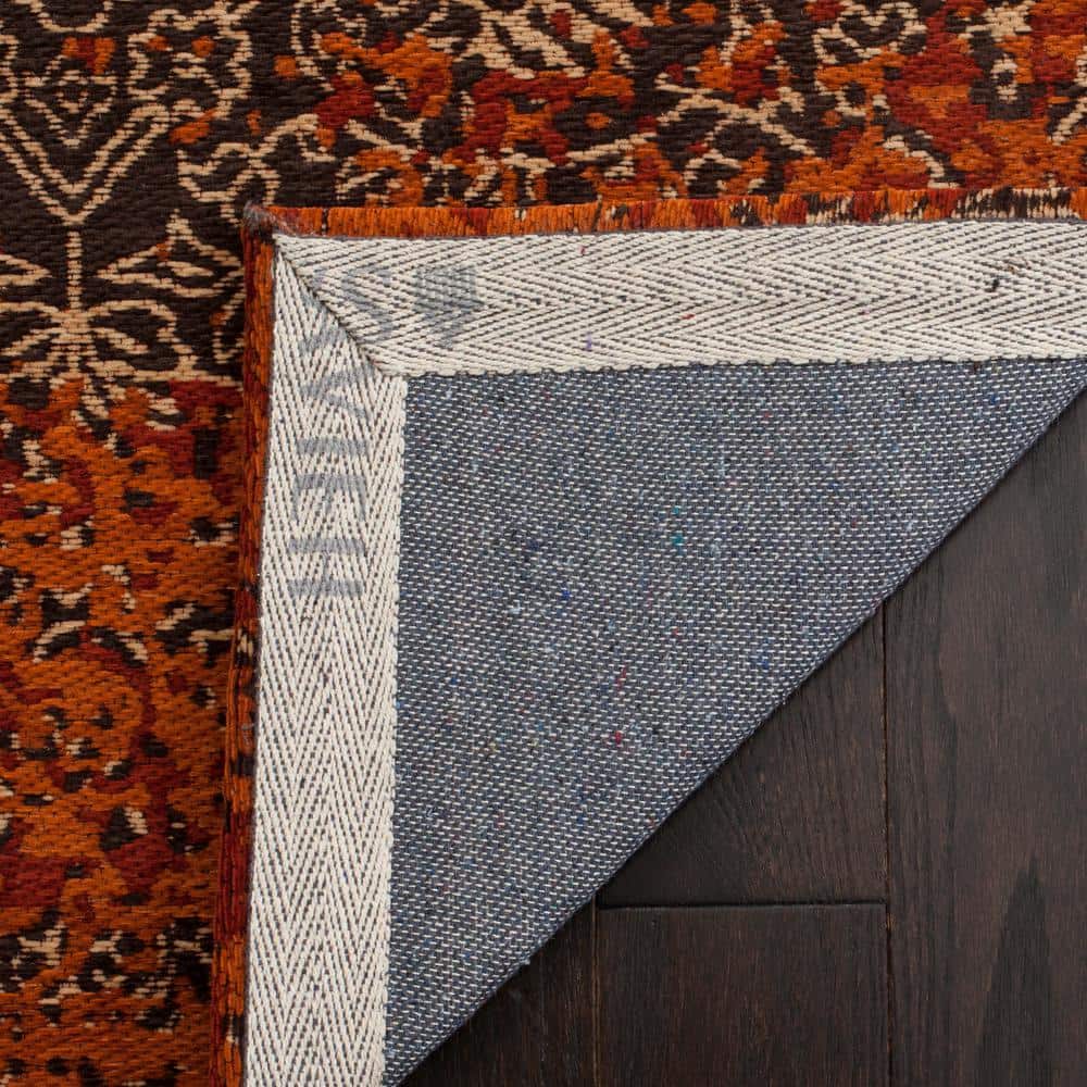 Rust and Brown Flat Woven Rectangular Area Rug