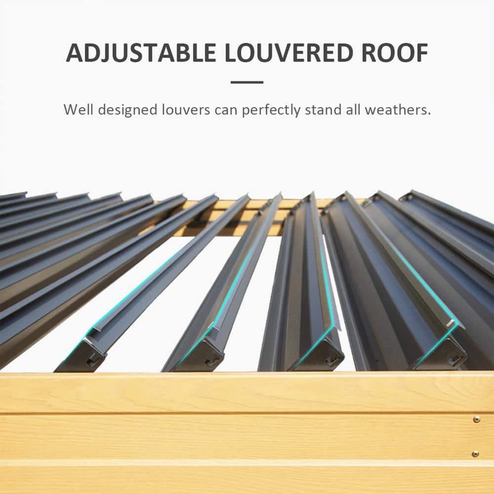 Brown and Gray Aluminum Metal Louvered Pergola 10 ft. x 13 ft.
