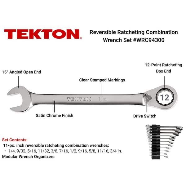 11-Piece (1/4-3/4 in.) Reversible 12-Point Ratcheting Combination Wrench Set with Modular Slotted Organizer