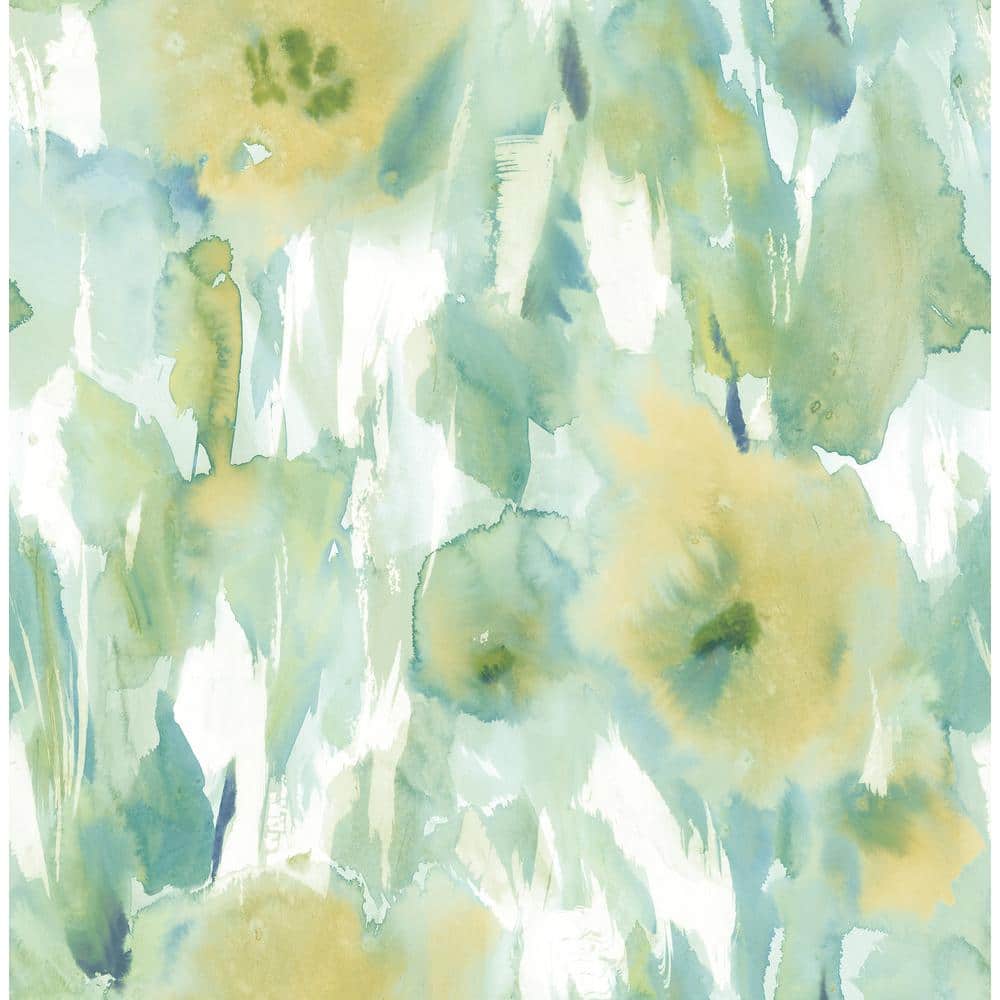 Seabrook Designs Watercolor Floral Abstract Lime Green, Teal, and Off-White  Paper Strippable Roll (Covers  sq. ft.) AH40404 - The Home Depot
