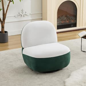 Modern Green Chenille Fabric Upholstered 360° Swivel Barrel Accent Chair Side Chair