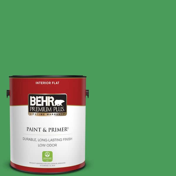 BEHR PREMIUM PLUS 1 gal. #P400-6 Clover Patch Flat Low Odor Interior Paint & Primer