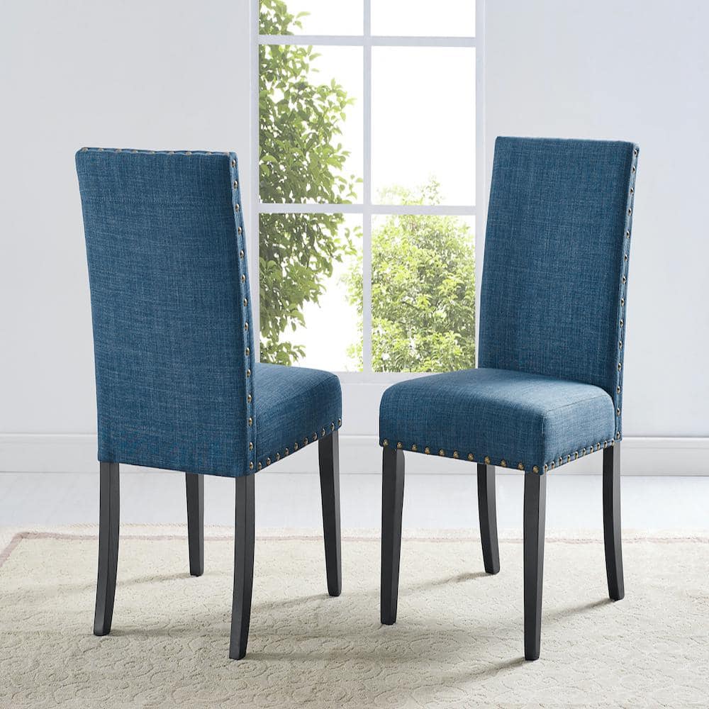 Indira Blue Fabric Dining Chair Set of 2 16222 BL The Home Depot