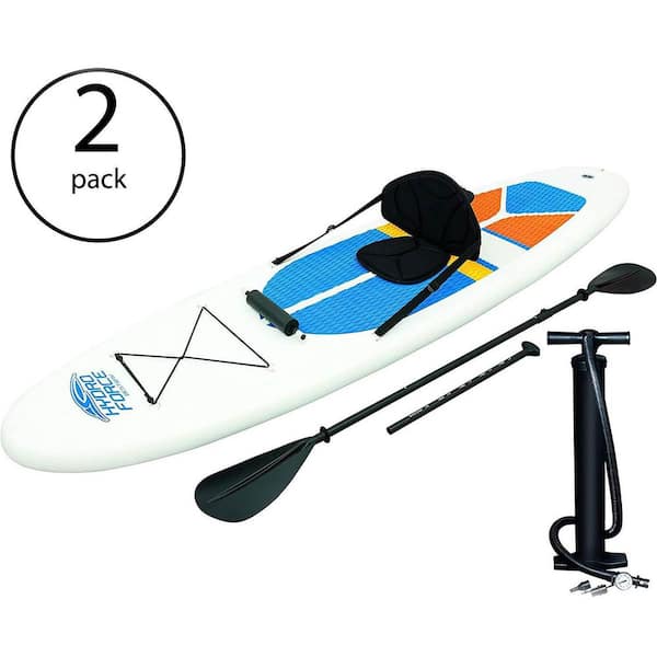 Bestway Hydro-Force 10 ft. Inflatable SUP Stand Up Paddle Board, White (2 Pack)