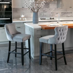 26 7 In Gray Wing Back Wood Bar Stool