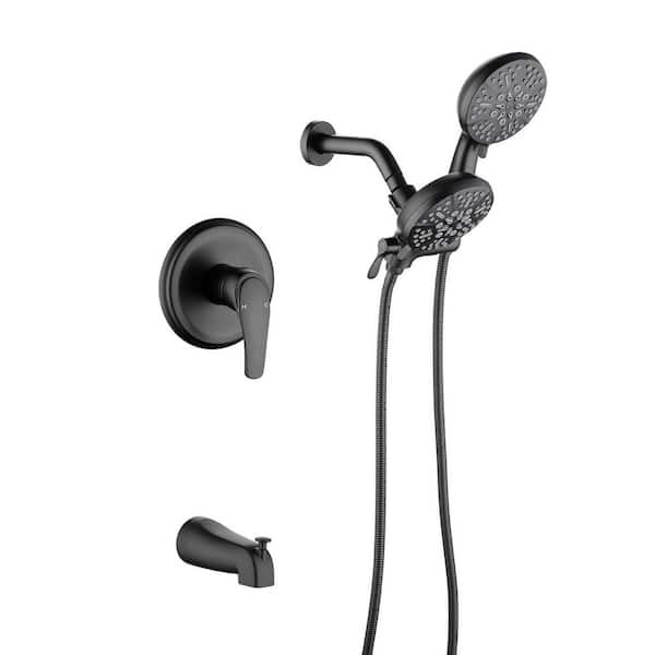 Miscool Celina Single-Handle 7-Spray Shower Faucet With Tub Spout In Matte Black Valve Included