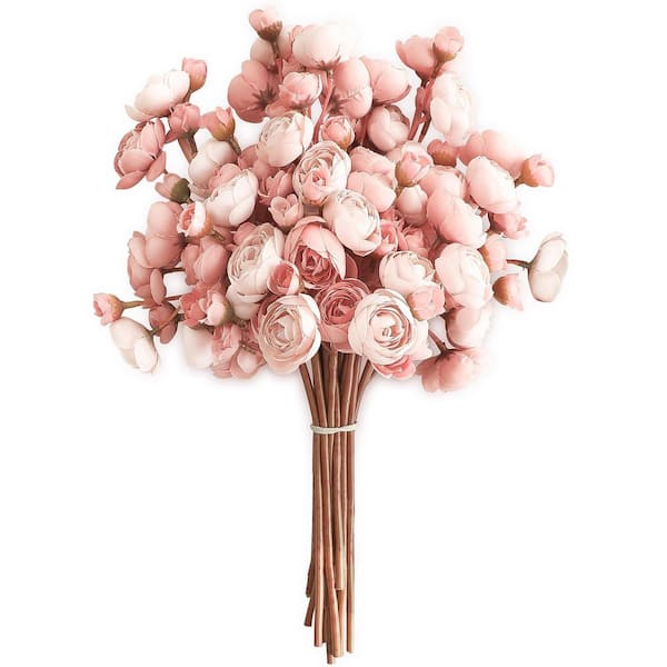 Unbranded 11 in. Dusty Pink Indoor Artificial Rose Flower for DIY Bouquet, 18 Pieces