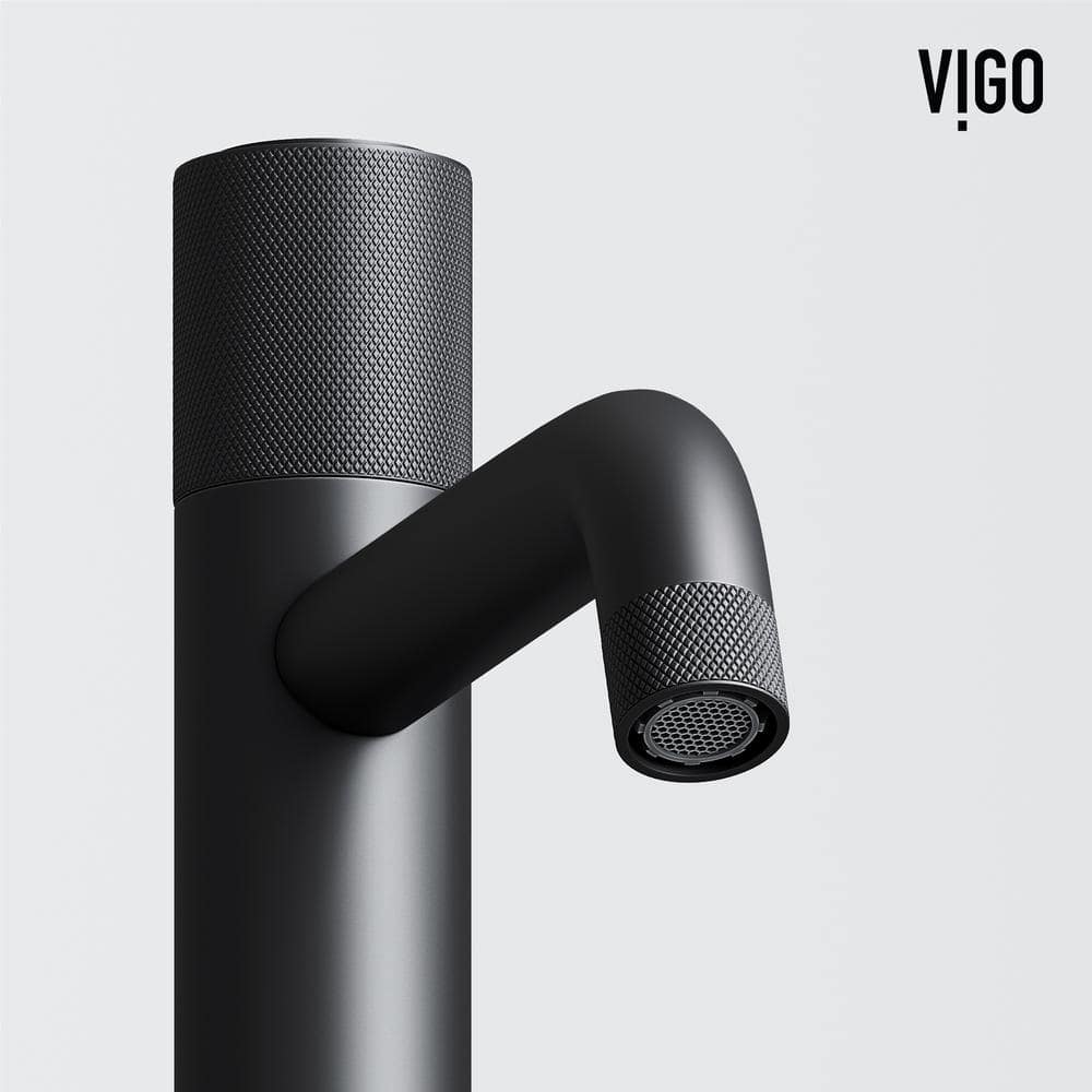 Apollo Matte Black High-Arc Vessel Bathroom Faucet with Diamond Knurling