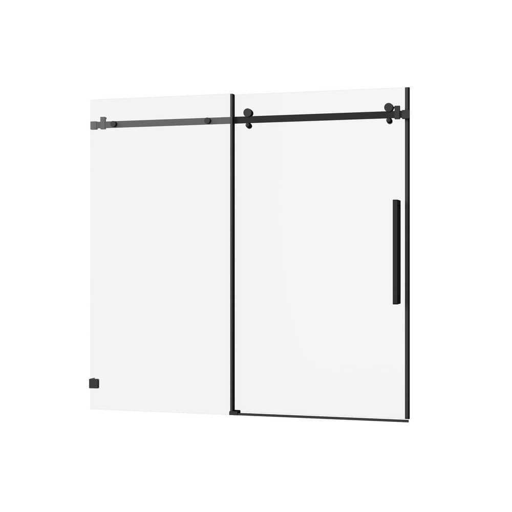 56 to 60 in. W x 58 in. H Sliding Frameless Tub Door in Matte Black with Clear Tempered Glass, 304 Stainless Steel price history on PriceWatchPro