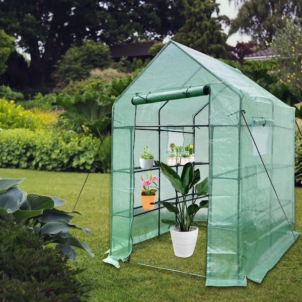 Unbranded Portable Outdoor 56 in. x 56 in. x 76 in. Metal Transparent Cover Greenhouse