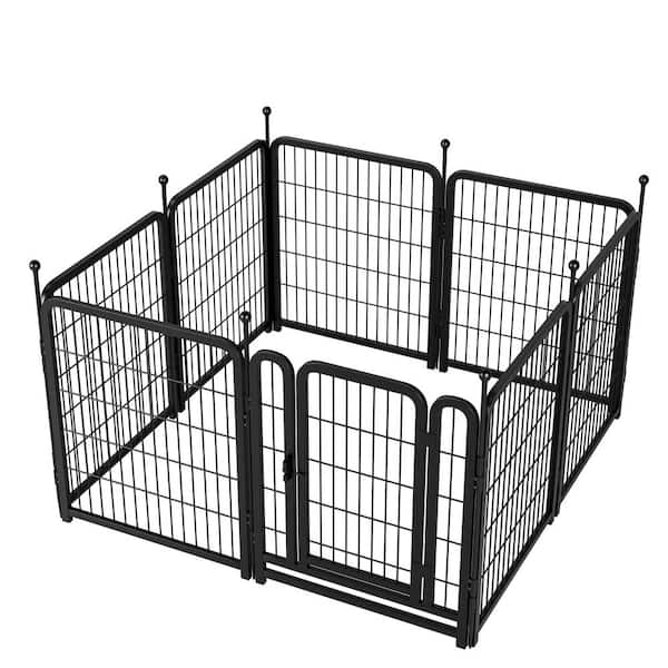 Tidoin 24 in. H x 48 in. W x 48 in. D Metal Heavy Duty Dog Pens Pet Fence with Door