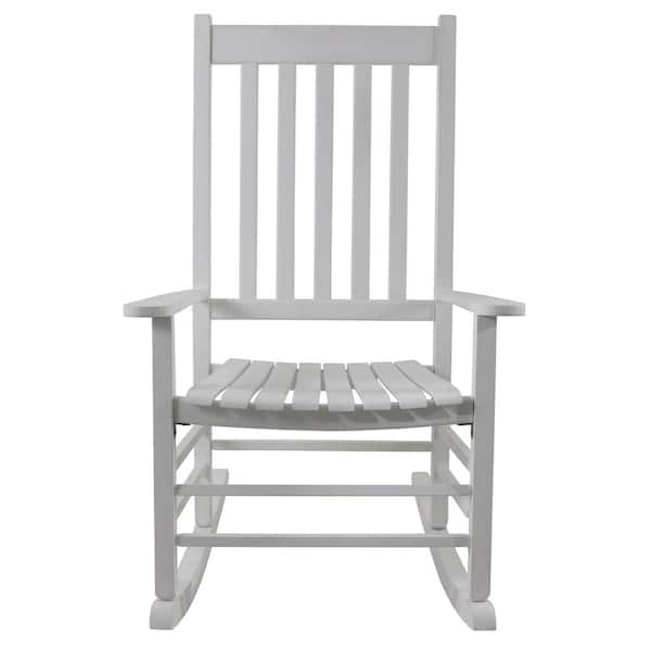 Decor Therapy Shelby White Wood Outdoor Porch Rocker