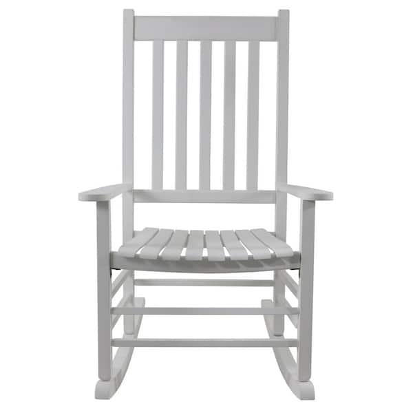 Decor Therapy Shelby White Wood Outdoor, White Wooden Outdoor Rockers