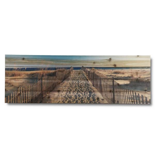 Unbranded Walk to the Beach Planked Wood Beach Nature Art Print 12 in. x 36 in.