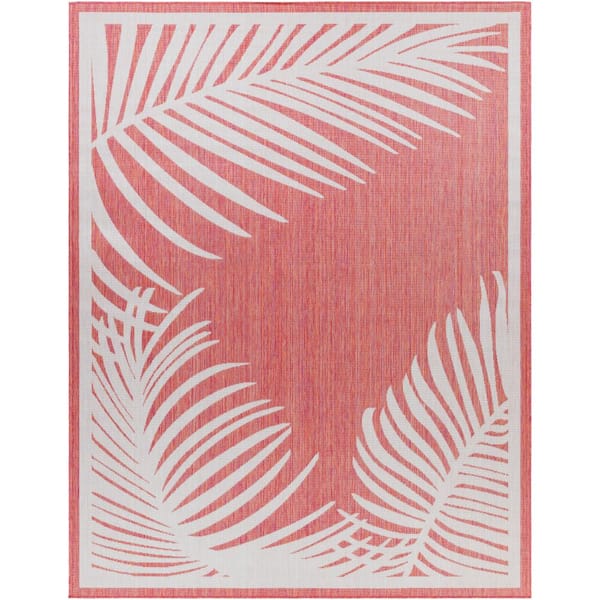 Livabliss Long Beach Coral Botanical 8 ft. x 10 ft. Indoor/Outdoor Area Rug