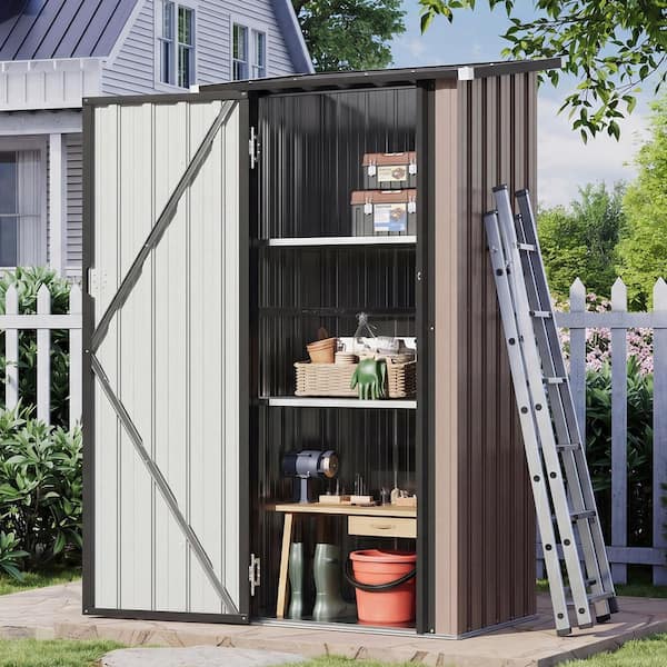 Sizzim 2.9 ft. W x 2 ft. D Metal Storage Shed with 2-Piece Shelves