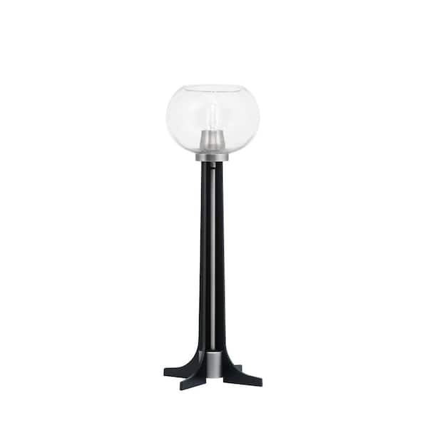 Unbranded Delgado 22 in. Graphite Matte Black Accent Lamp Clear Bubble Glass Shade