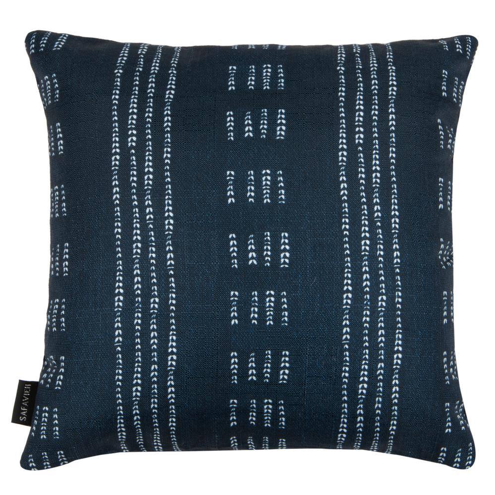 Madelyn 16" Navy and White Striped Decorative Pillow