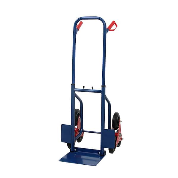 Misopily Heavy-Duty Foldable Tray Platform Stair Climbing Dolly Cart with Rubber Wheels, Tension Hooks and Handles, Blue