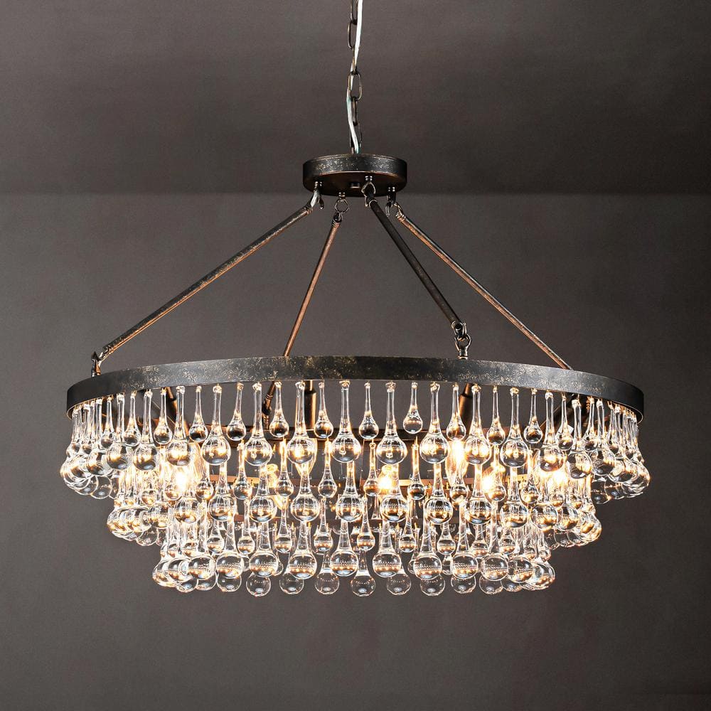 ライト・ランタン A&N 10th ANNIVERSARY SOLOL Rennnsan Alvin 10-Light Black Dimmable Tiered Teardrop