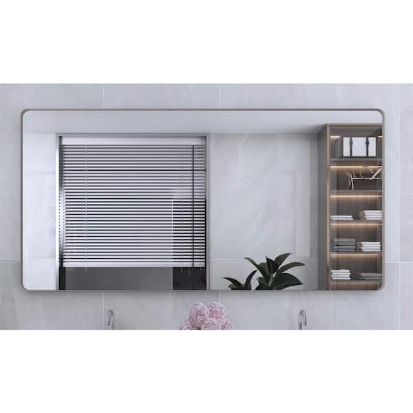 Klajowp 72 in. W x 36 in. H Rectangular Framed Wall Mounted Bathroom Vanity Mirror in Brushed Nickel