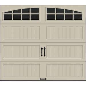 Gallery Steel Short Panel 9 ft x 7 ft Insulated 6.5 R-Value  Desert Tan Garage Door with Arch Windows