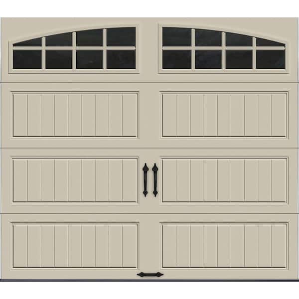 Clopay Gallery Steel Short Panel 9 ft x 7 ft Insulated 6.5 R-Value Desert Tan Garage Door with Arch Windows