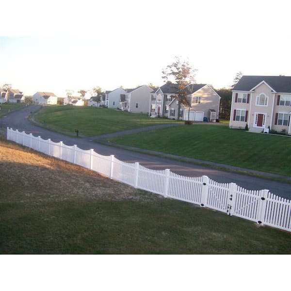 Weatherables Richmond 8 ft. W x 3 ft. H White Vinyl Picket Fence Double Gate