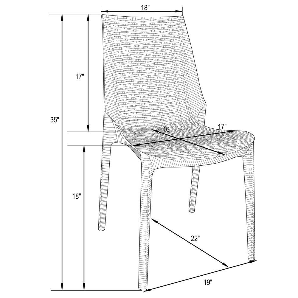 Kent Modern Stackable Grey Polypropylene Outdoor Dining Chair