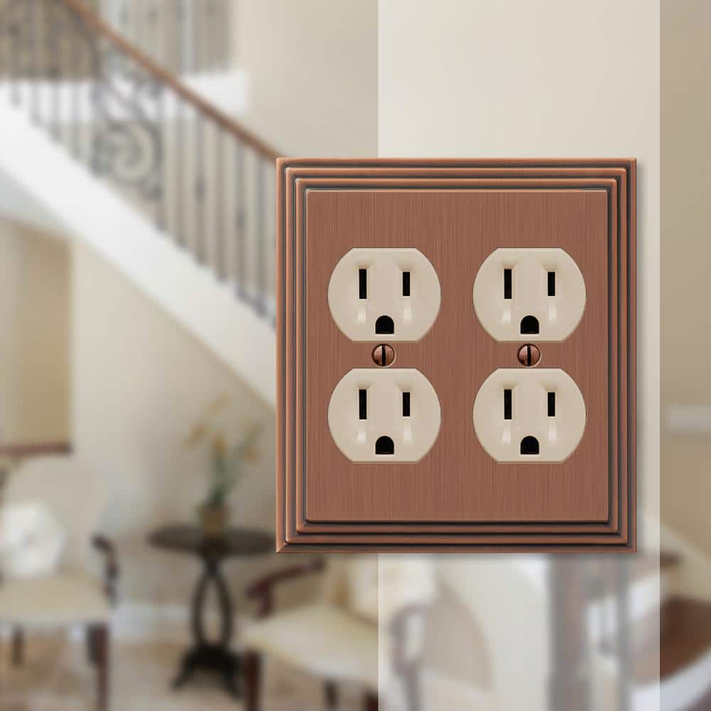 Antique Copper Double Duplex Metal Wall Plate