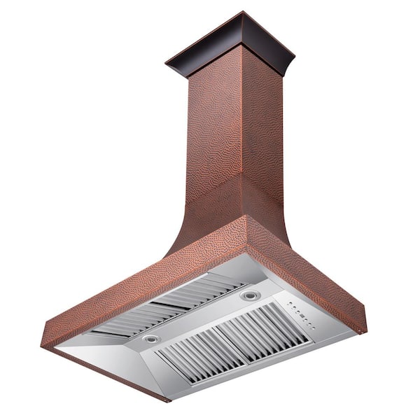 30 in. 500 CFM Ducted Vent Wall Mount Range Hood in Hand Hammered Copper