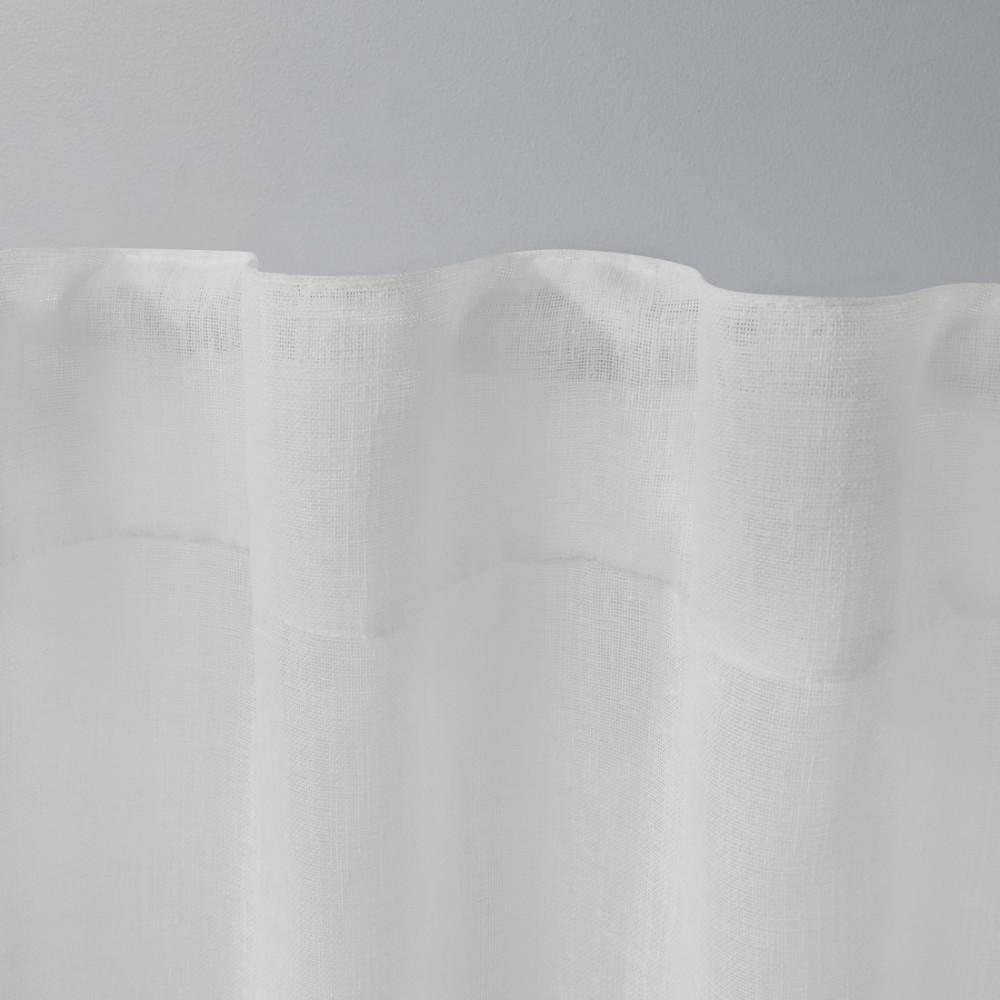 Winter White Sheer Linen Look Tab Top Curtain Panels, 50" x 84"