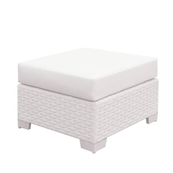 Small white wicker footstool discount